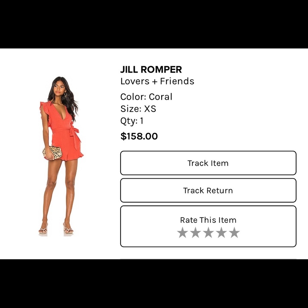 Coral romper from Lovers + Friends. Size XS
